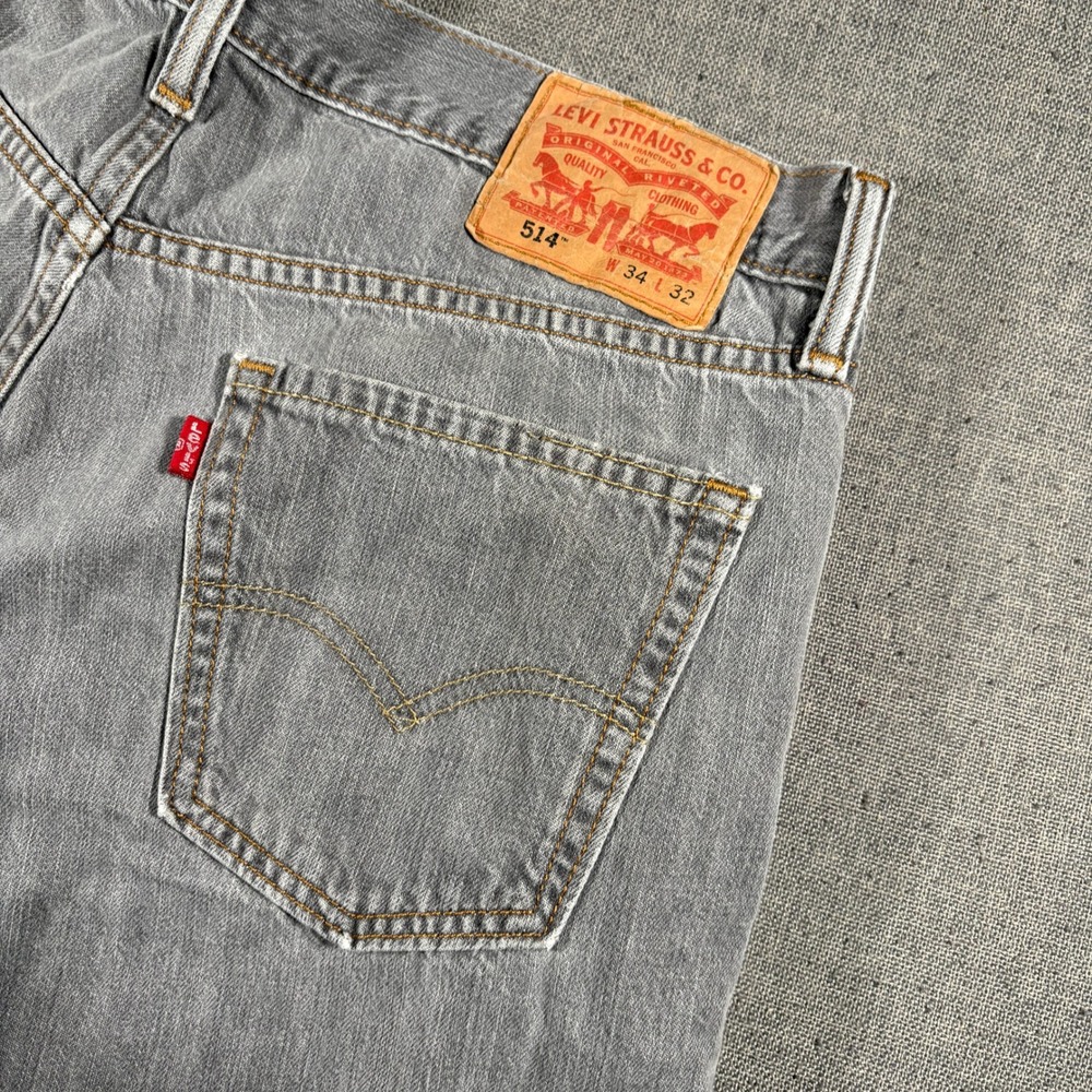 Levi's 514 Slim Straight Jeans Mens 34x32 Grey 100% Cotton Denim Pants
